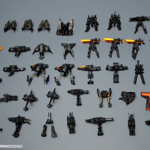 Image similar to halo weapons as plastic warhammer figurine parts