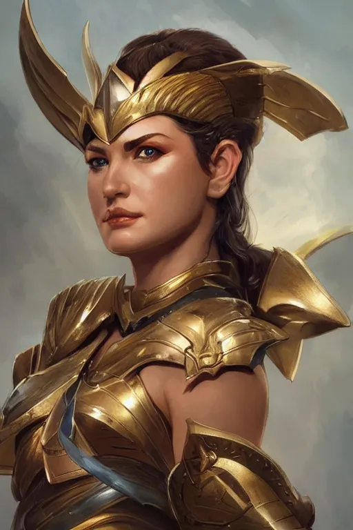 Image similar to amazon valkyrie athena, d & d, fantasy, portrait, highly detailed, headshot, digital painting, trending on artstation, concept art, sharp focus, illustration, art by artgerm and greg rutkowski and magali villeneuve