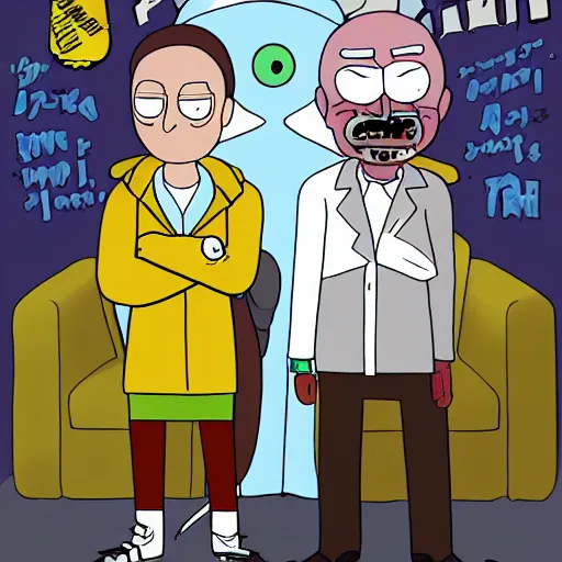 Image similar to breaking bad crossover with rick and morty, fan art trending on artstation, deviantart, oil painting