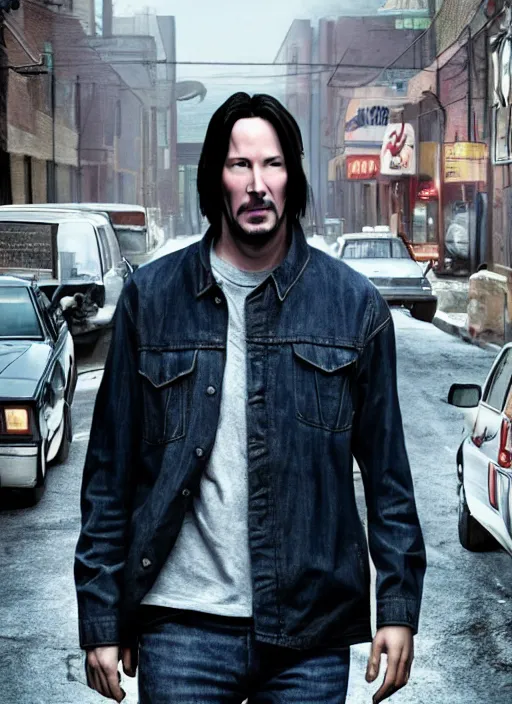 Image similar to Keanu Reeves cast as Eminem, still from 8 Mile, hyperrealistic, 8k, Octane Render,