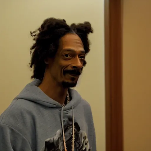 Prompt: A film still of Snoop Dogg as Eric Andre in The Eric Andre Show (2015), 40mm lens, shallow depth of field, split lighting, cinematic