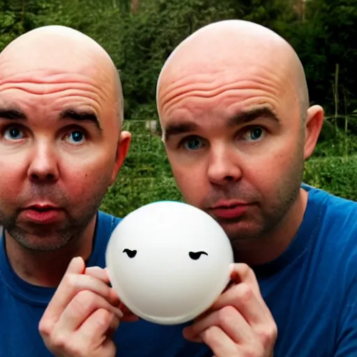 Image similar to Karl Pilkington, very very very very very very very very very very round shiny head