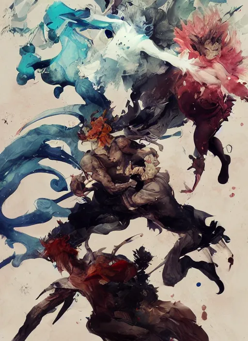 Image similar to surreal gouache gesture painting, by yoshitaka amano, by ruan jia, by Conrad roset, by dofus online artists, detailed anime 3d render of cats fighting,cats, portrait, cgsociety, artstation, rococo mechanical, Digital reality, sf5 ink style, dieselpunk atmosphere, gesture drawn