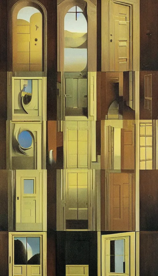 Image similar to doors of phase transitions by carrington, bosch, dali, barlowe, magritte