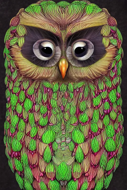 Prompt: vegetable owl, symmetrical, highly detailed, digital art, sharp focus, trending on art station