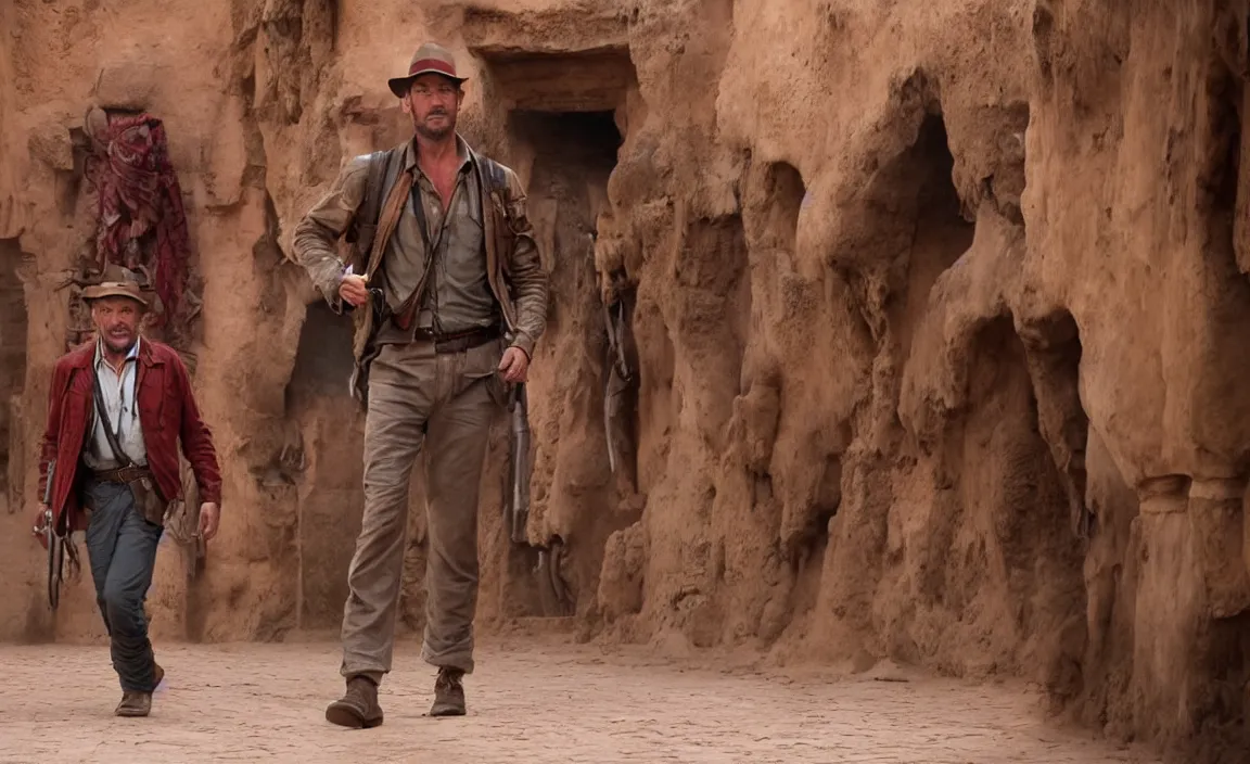 Prompt: Just 1 single human by name Indiana Jones in Marrakesh omg, dynamic dramatic shot, cinematic angle, 8k quality, award winning photograph.