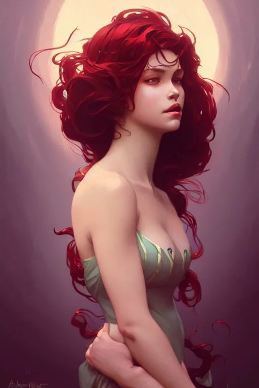 Image similar to a very beautiful siren woman, fantasy, portrait, sharp focus, intricate, elegant, digital painting, artstation, matte, highly detailed, concept art, illustration, ambient lighting, art by ilya kuvshinov, artgerm, Alphonse mucha, and Greg Rutkowski