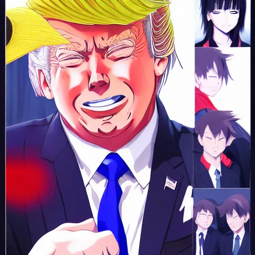 Prompt: anime portrait of Donald Trump as an anime boy by Stanley Artgerm Lau, WLOP, Rossdraws, James Jean, Andrei Riabovitchev, Marc Simonetti, and Sakimichan, trending on artstation