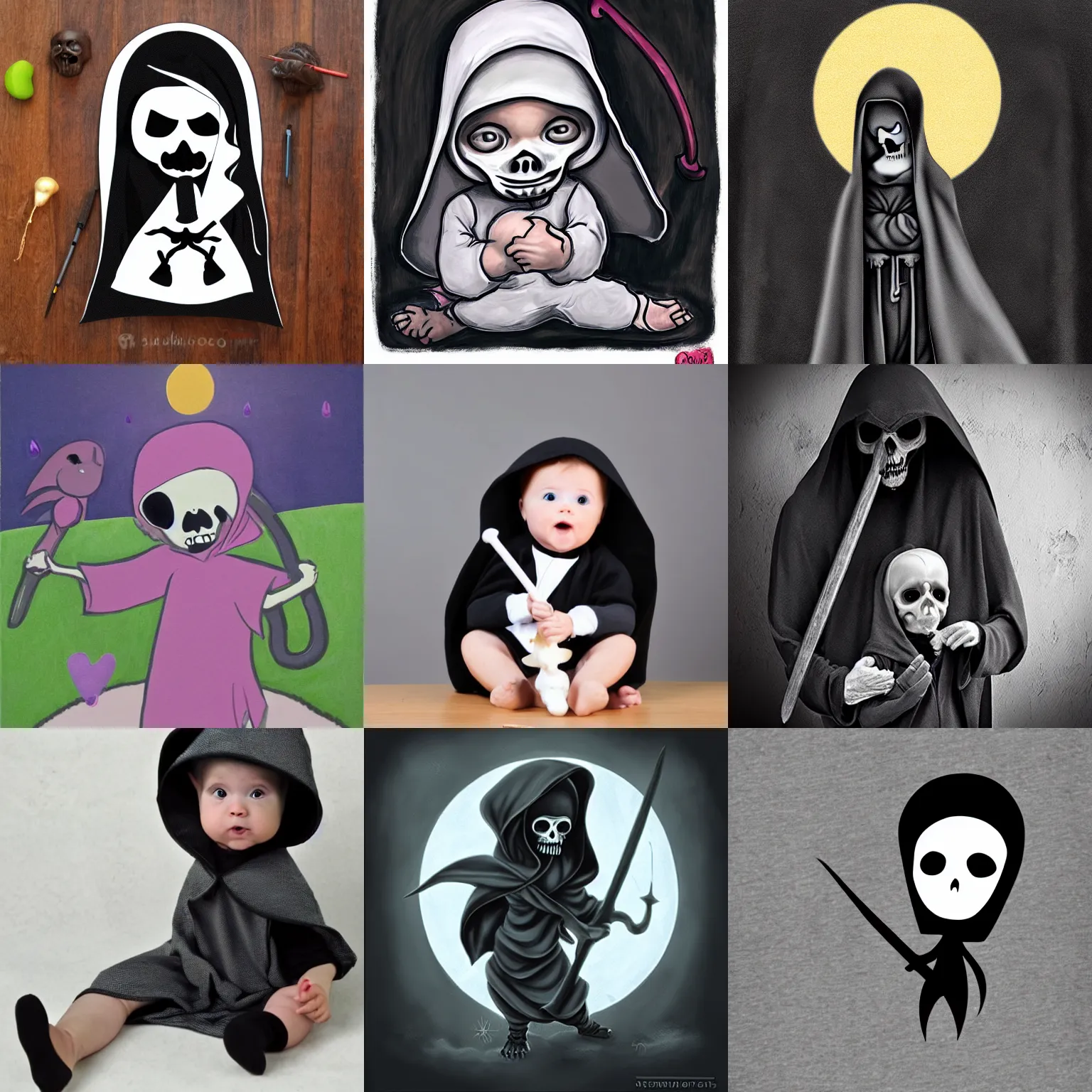 Prompt: baby grim reaper