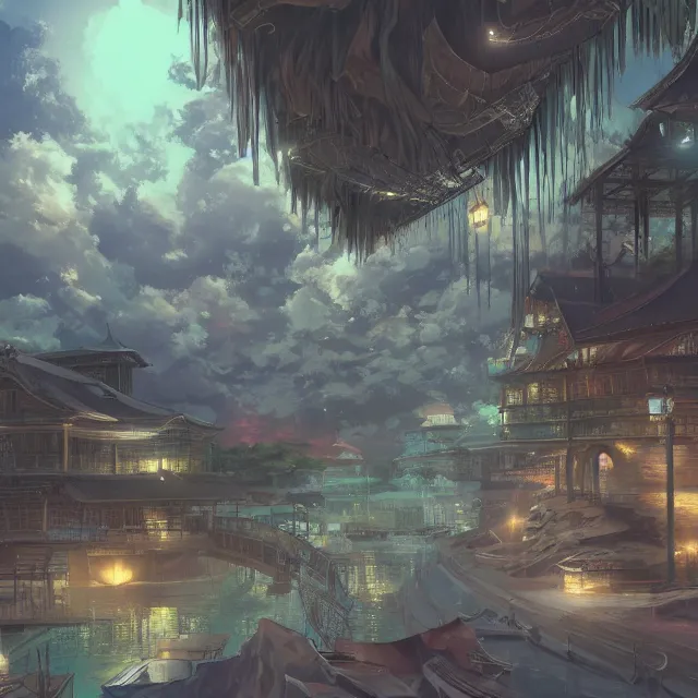 Prompt: detailed 風 景 + luminescent 背 景 + scenery artwork 厚 塗 り, artstation!! pixiv!!