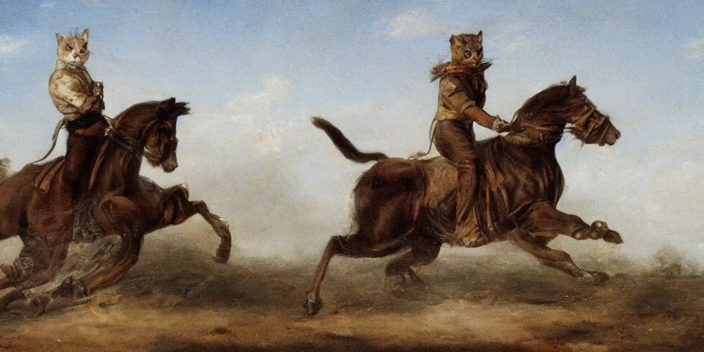 Prompt: a cat riding a horse