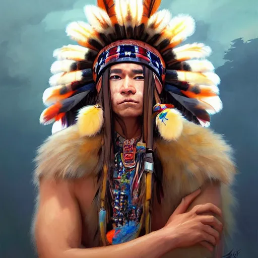 Prompt: anime portrait of a American native shaman wearing a bear headdress by Stanley Artgerm Lau, WLOP, Rossdraws, James Jean, Andrei Riabovitchev, Marc Simonetti, and Sakimichan, trending on artstation