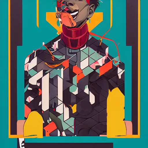 Prompt: Supreme x MVC2 profile picture by Sachin Teng, asymmetrical, Organic Painting ,geometric shapes, hard edges, energetic, graffiti, street art:2 by Sachin Teng:4