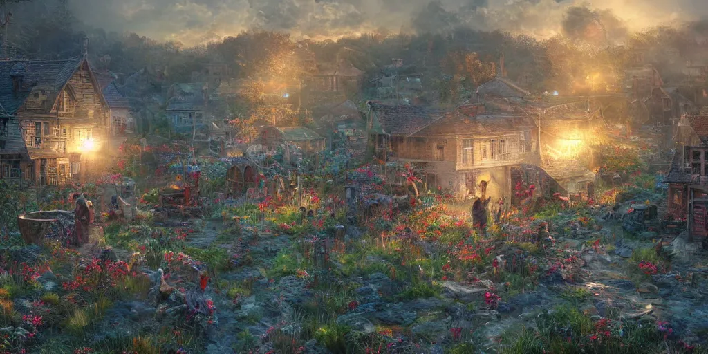 Image similar to and when this happens, and when we allow freedom ring, when we let it ring from every village and every hamlet, from every state and every city, ultrafine highly detailed hyper colorful illustration, sharp focus, rozalski, unreal engine highly rendered, global illumination, radiant light, intricate and detailed environment