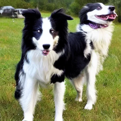 Prompt: Borgs Border collie assimulating humans