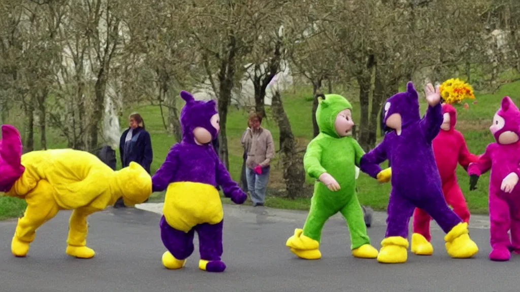 Image similar to teletubbie funeral