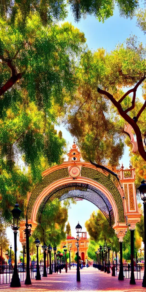 Image similar to Parque triana in Seville in the style of Florence Vincent Robinson