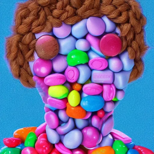 Image similar to a human made out of candy, digital art