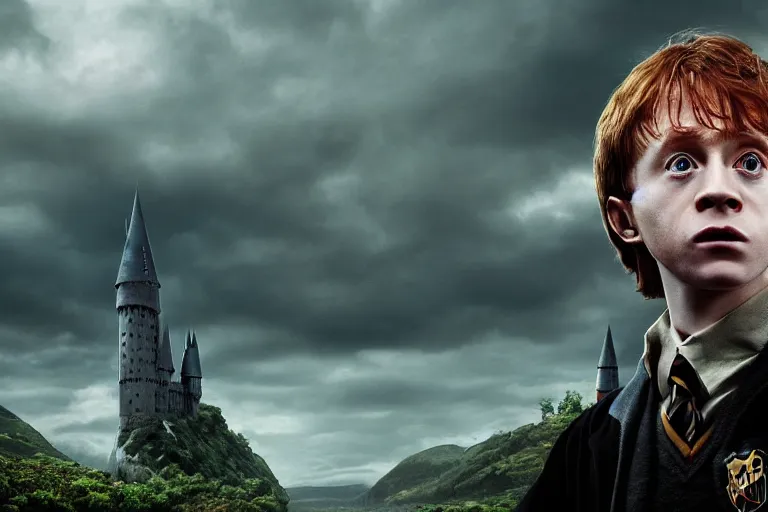 Image similar to an ultra realistic, cinematic, headshot portrait, of harry potter, ron weasley, hermoine granger as an avocado, fantasy, avocado, facial features, background of a vast serene landscape, with trees and rivers, detailed, deep focus, movie still, dramatic lighting, ray tracing, by michal karcz and yoshitaka amano