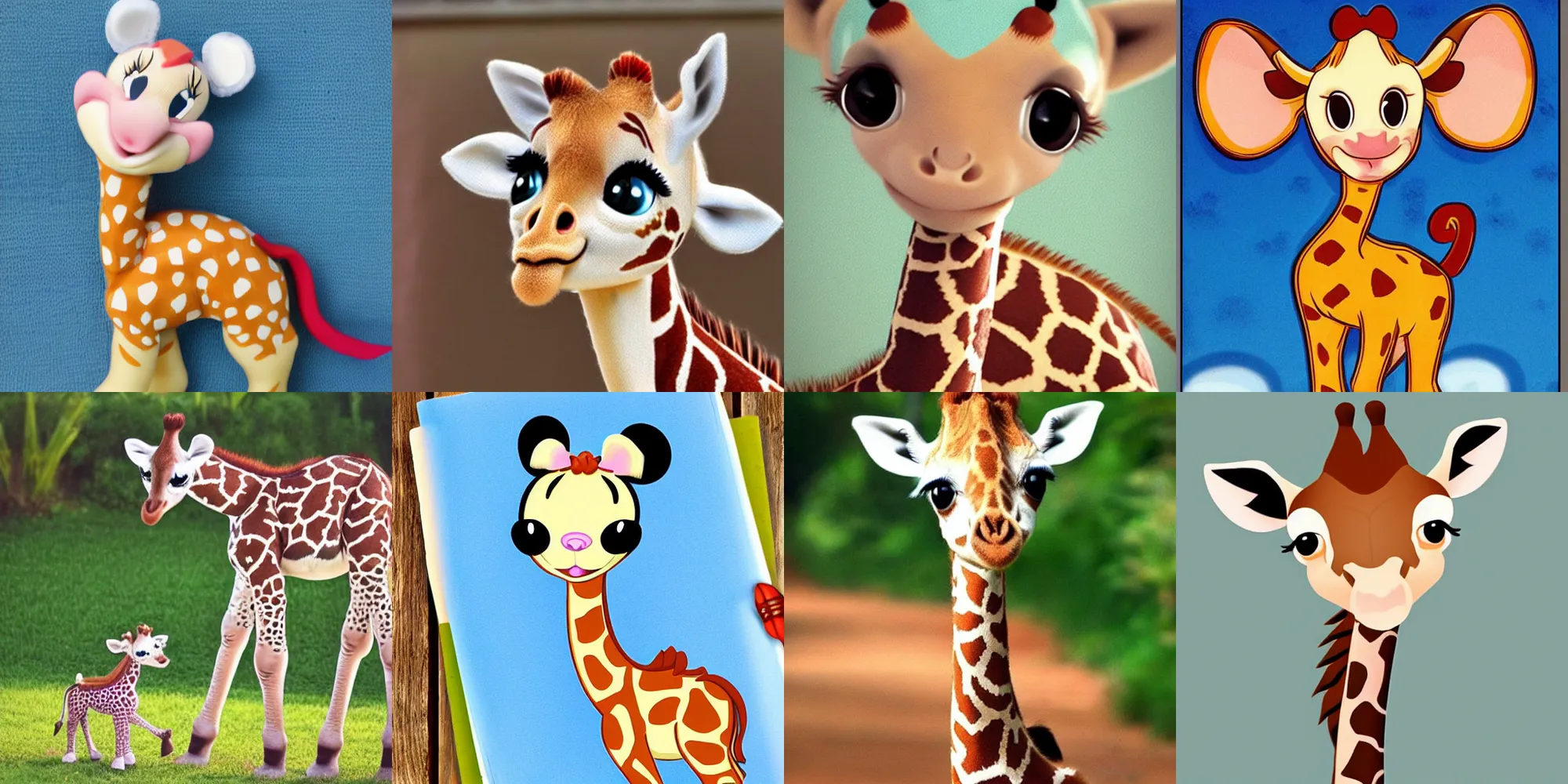 Prompt: Disney style baby giraffe cute
