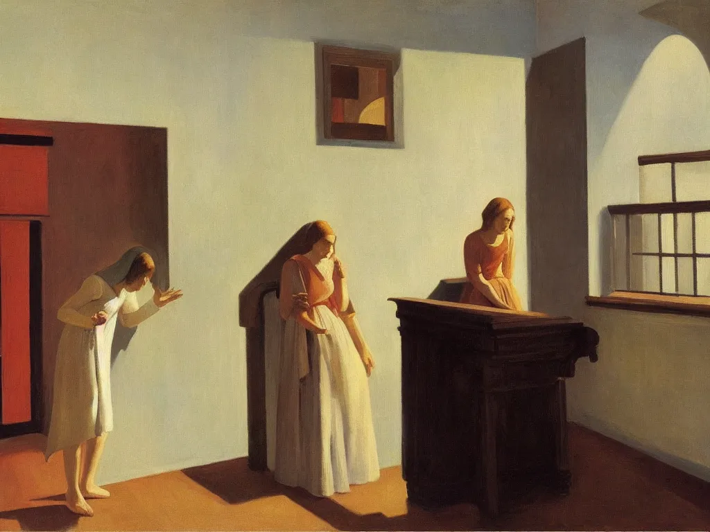 Image similar to the annunciation by edward hopper oil painting