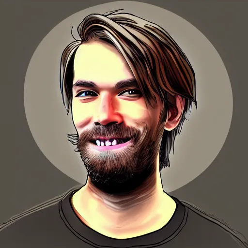 Image similar to pewdiepie, digital art, trending on art station