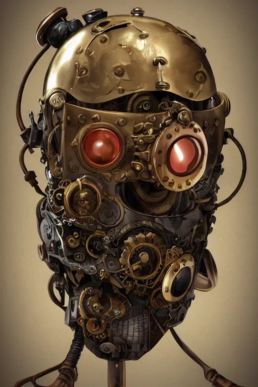 Image similar to steampunk helmet fantasy art mask robot ninja stylized digital illustration sharp focus, elegant intricate digital painting artstation concept art global illumination ray tracing advanced technology chaykin howard and campionpascale and cooke darwyn and davis jack