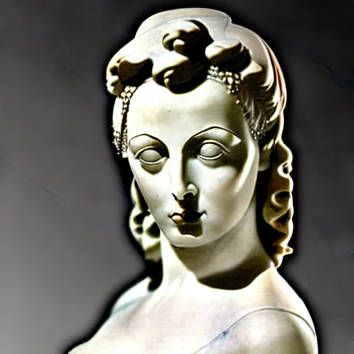 Image similar to antique greek roman italian sculpture of hedy lamarr, [ 1 9 4 0 ], marble