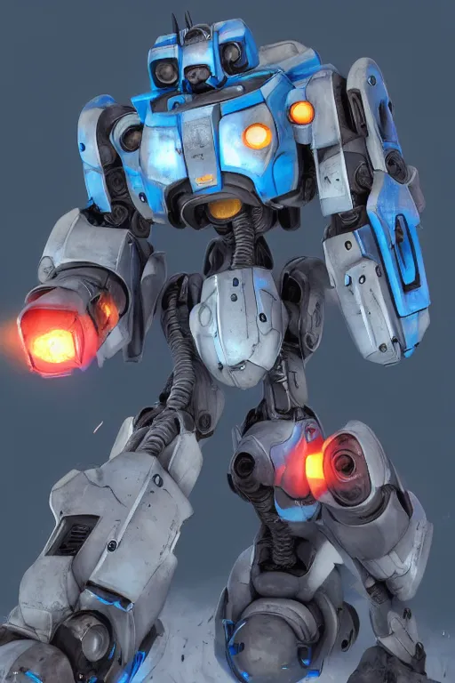 Image similar to mechwarrior 5 : mercenaries mech megaman transformer robot boss tank engine game octane render, 4 k, hd 2 0 2 2 3 d cgi rtx hdr style chrome reflexion glow fanart jesper ejsing, by rhads, makoto shinkai borderlands and by feng zhu rossdraws artstation by digital cinematic pixar and disney unreal zbrush central hardmesh