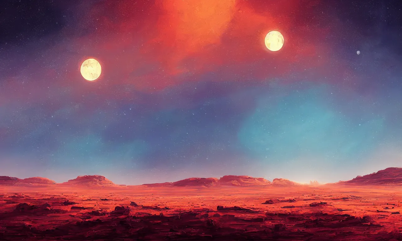 Image similar to mars and moon ground by alena aenami artworks in 4 k