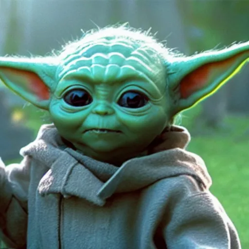 Prompt: a film still of baby yoda's kid training in star wars realistic, detailed