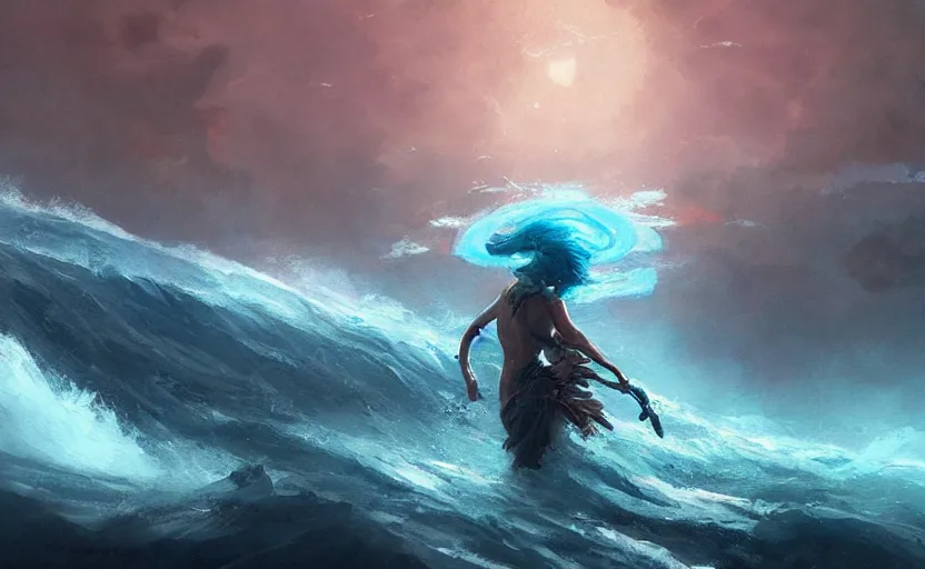 Image similar to A painting of Neptune trending on artstation in the style of Greg Rutkowski