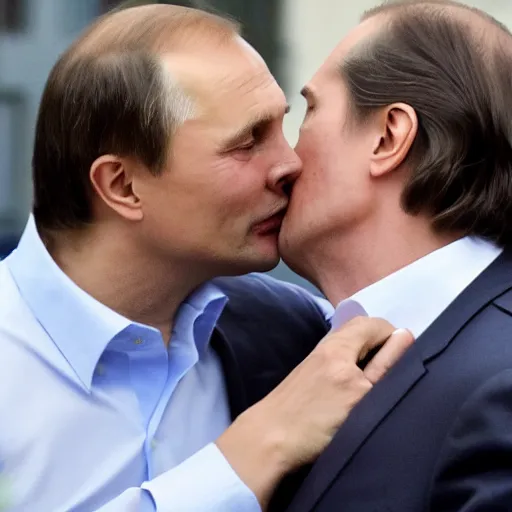 Image similar to vladimir putin kissing thierry baudet