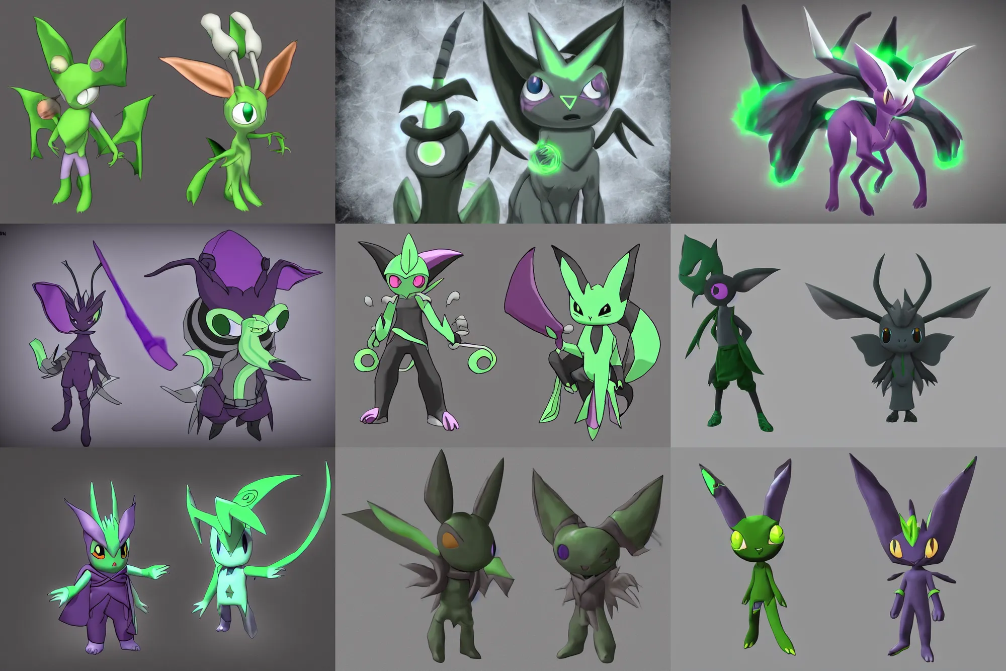 Prompt: grayscale low saturation video game elden clay celebi : espeons reprisal star valley resident evil mismagius oblivion mystery dungeon ultrahd resident eevee wearing bandanna fighting espeon, the old god wearing a witch hat pokemon final 3 d render