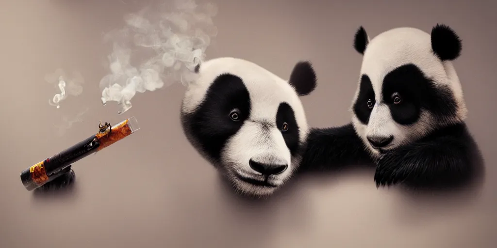 Image similar to Panda smoking weed by wlop and Julia Razumova, realistic, photorealistic, hyperrealistic, unreal engine, octane, deviantArt, trending on artstation, artstation HQ