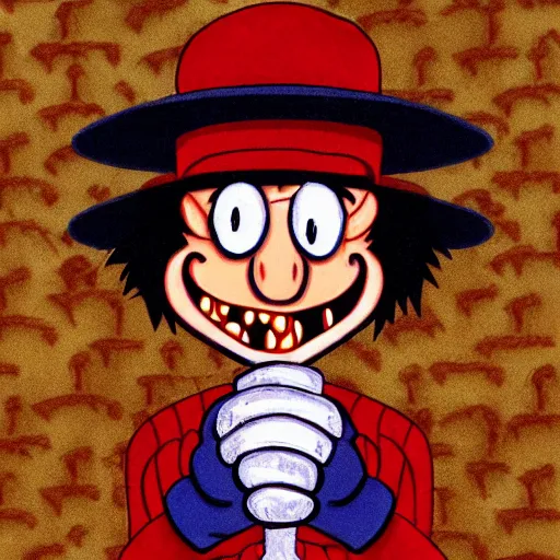 Prompt: freddy kreuger in the style of ren & stimpy
