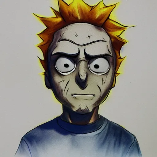 Image similar to morty from rick and morty color charcoal sketch artstation deviant art yoshida watercolor