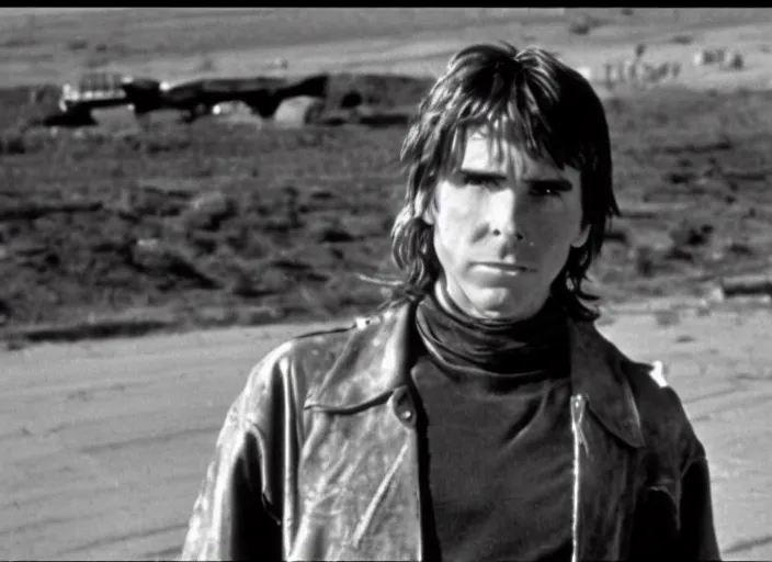 Image similar to film still of Christian Bale as Max in Mad Max 1979