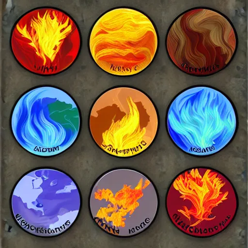 Image similar to the elements of fire, water, earth and air. digital art