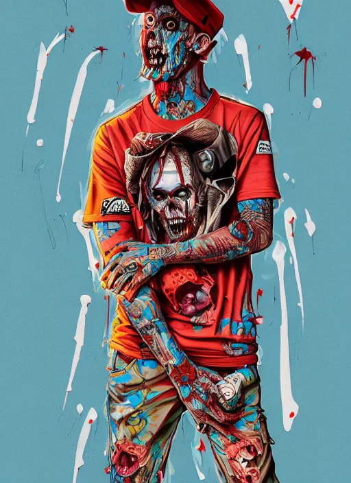 Image similar to zombie full body male modeling hiphop streetwear drip, tristan eaton, victo ngai, artgerm, rhads, ross draws