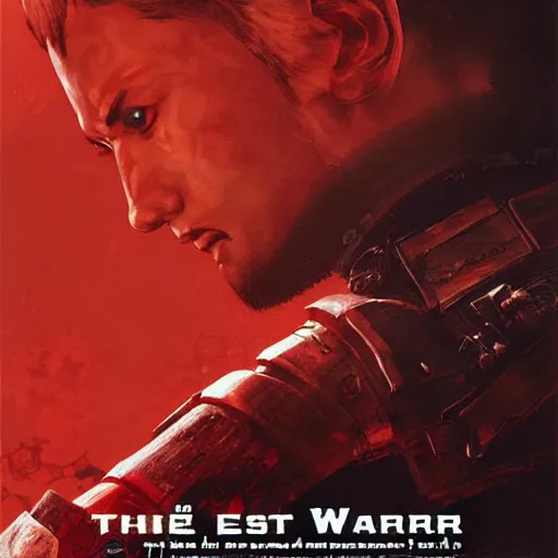 Image similar to the last red warrior playstation game poster , Artwork by Akihiko Yoshida, cinematic composition