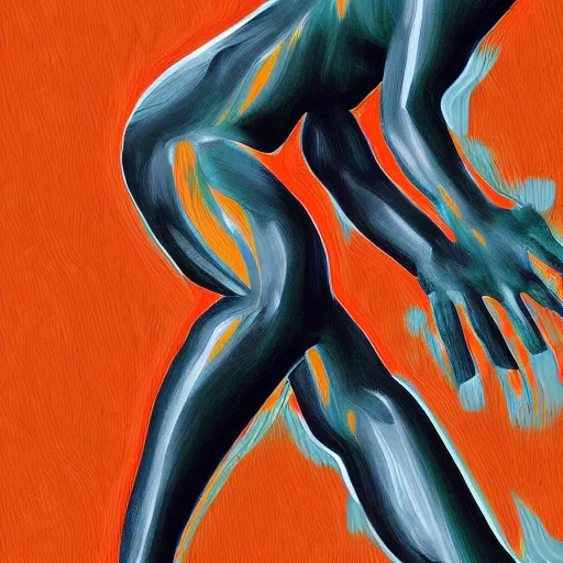 Image similar to an expressive stylized digital painting of a figure in a dynamic pose