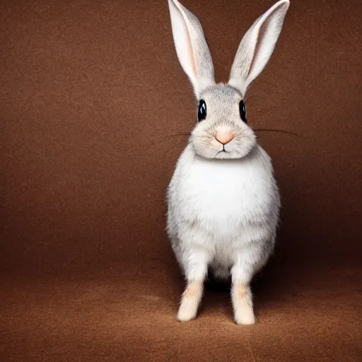 Image similar to high quality photograph a cute rabbit in a suit.