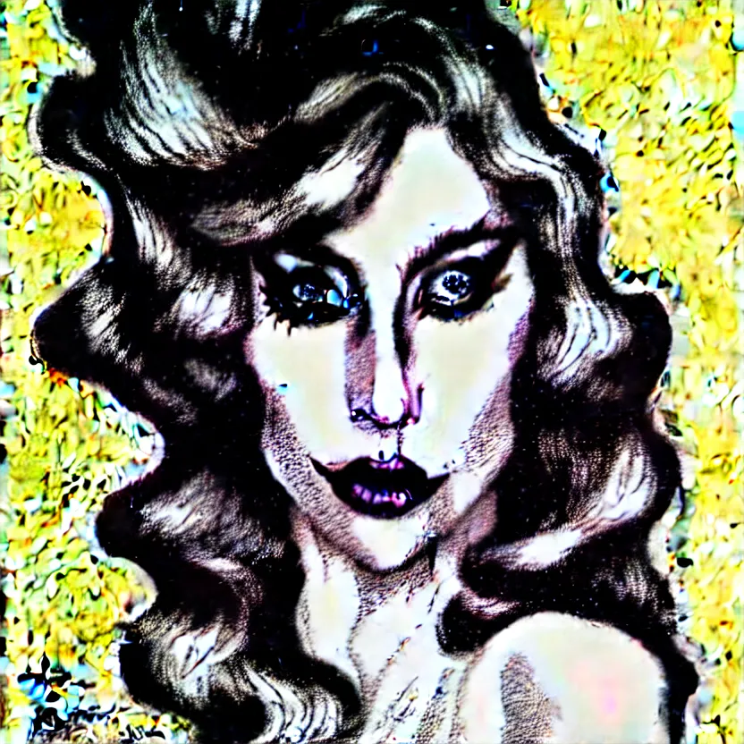 Image similar to portrait of lady gaga in the style of marc silvestri pen and ink drawing, high detail
