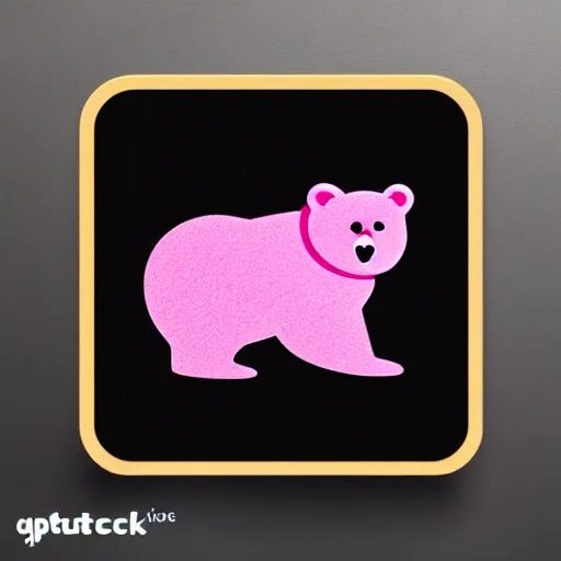 Image similar to a cute pink fluffy vector podcast logo of a streaming bear, golden ratio, iconic, award winning, line art, bold, playful