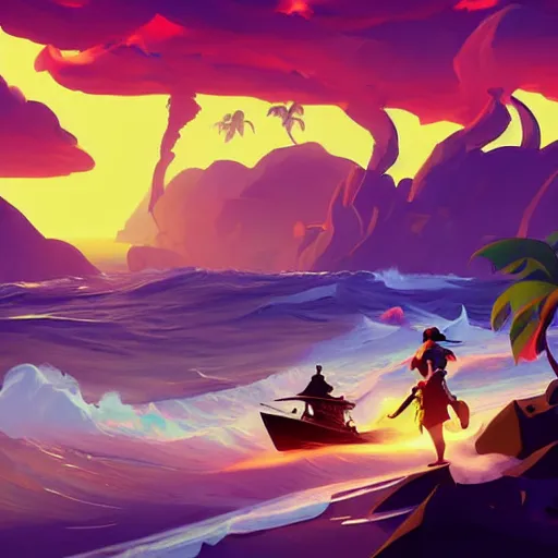 Image similar to painting treasure on sea of thieves game smooth median photoshop filter cutout vector, behance hd by jesper ejsing, by rhads, makoto shinkai and lois van baarle, ilya kuvshinov, rossdraws global illumination