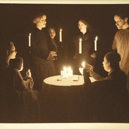 Image similar to a seance in a dark room, photo still