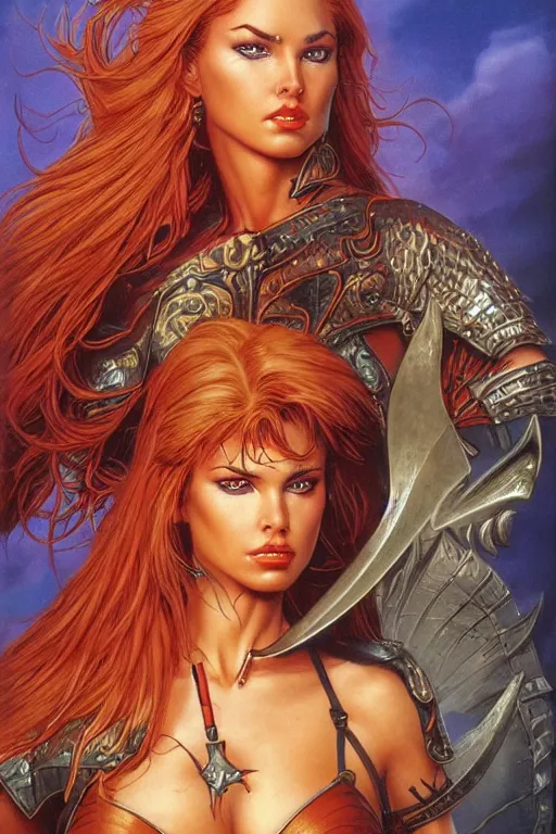 Image similar to A beautiful female warrior by larry Elmore, Jeff easley and Boris Valejo and Julie Bell and ross tran