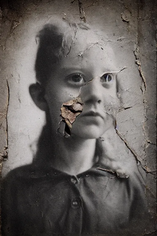 Prompt: portrait of demon, old vintage photography, damaged photo, film artifacts, scratches, tears, sharpness, hyperrealistic, ultra detailed, 4 k