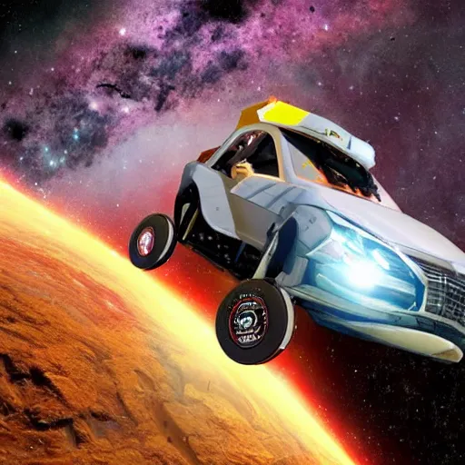 Image similar to the deliverator's car has enough potential energy packed into its batteries to fire a pound of bacon into the asteroid belt.